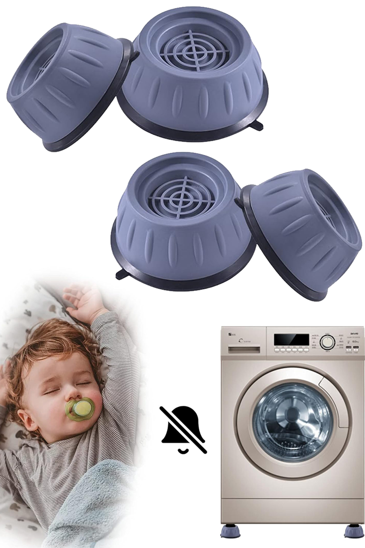 4lü Beyaz Eşya Altlığı Gürültü Titreşim Ses Önleyici Ayak Çamaşır