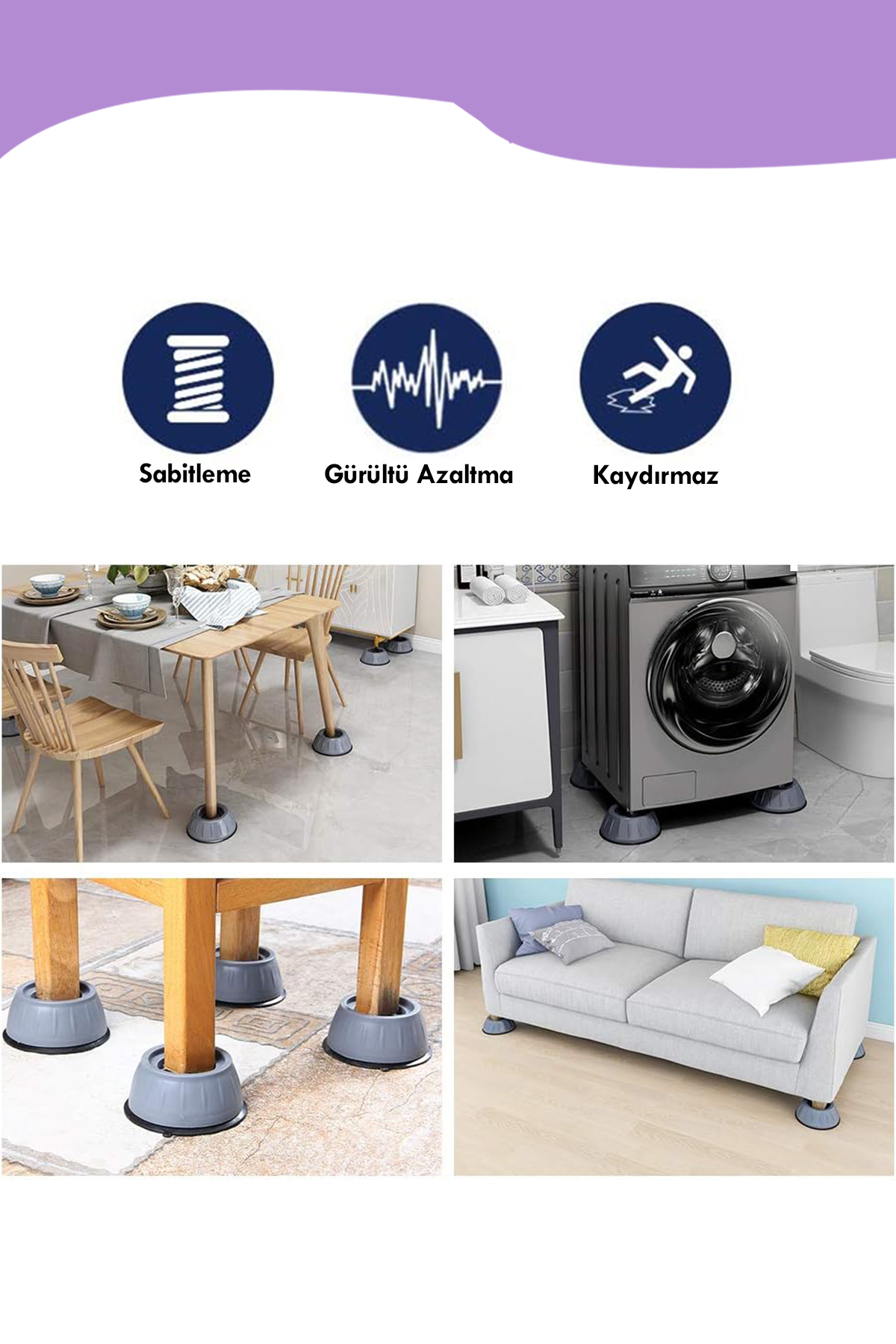 4lü Beyaz Eşya Altlığı Gürültü Titreşim Ses Önleyici Ayak Çamaşır