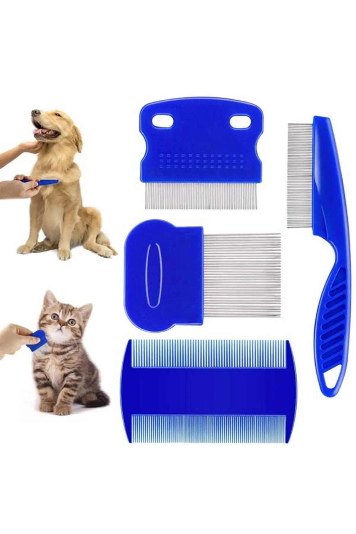 4'lü Bit Evcil Hayvan Tarak Seti Kedi Köpek Bit Tarak Seti Pire T