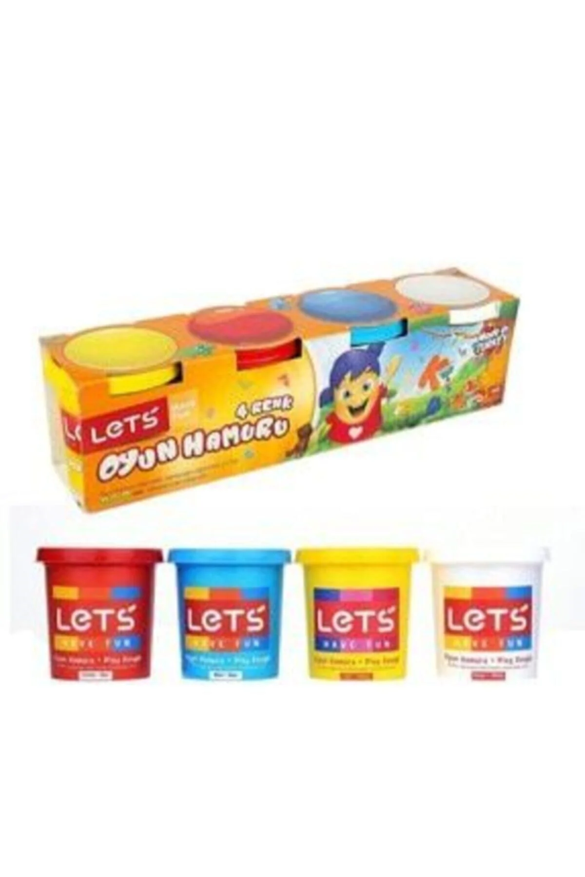 4'lü Büyük Boy Lisanslı Kuruma Yapmaz Oyun Hamuru 4 Renk 600gr