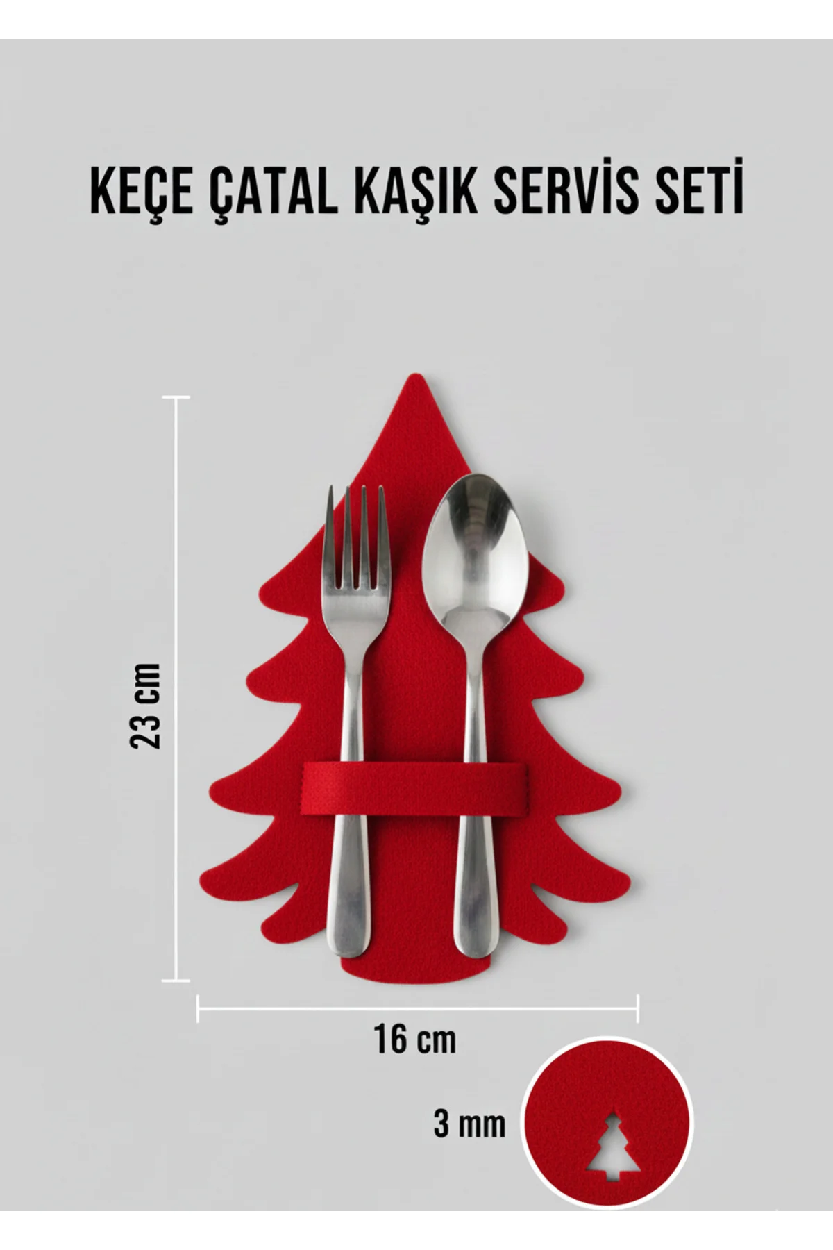4'lü Çam Ağacı Keçe Çatal-Kaşık Servisi