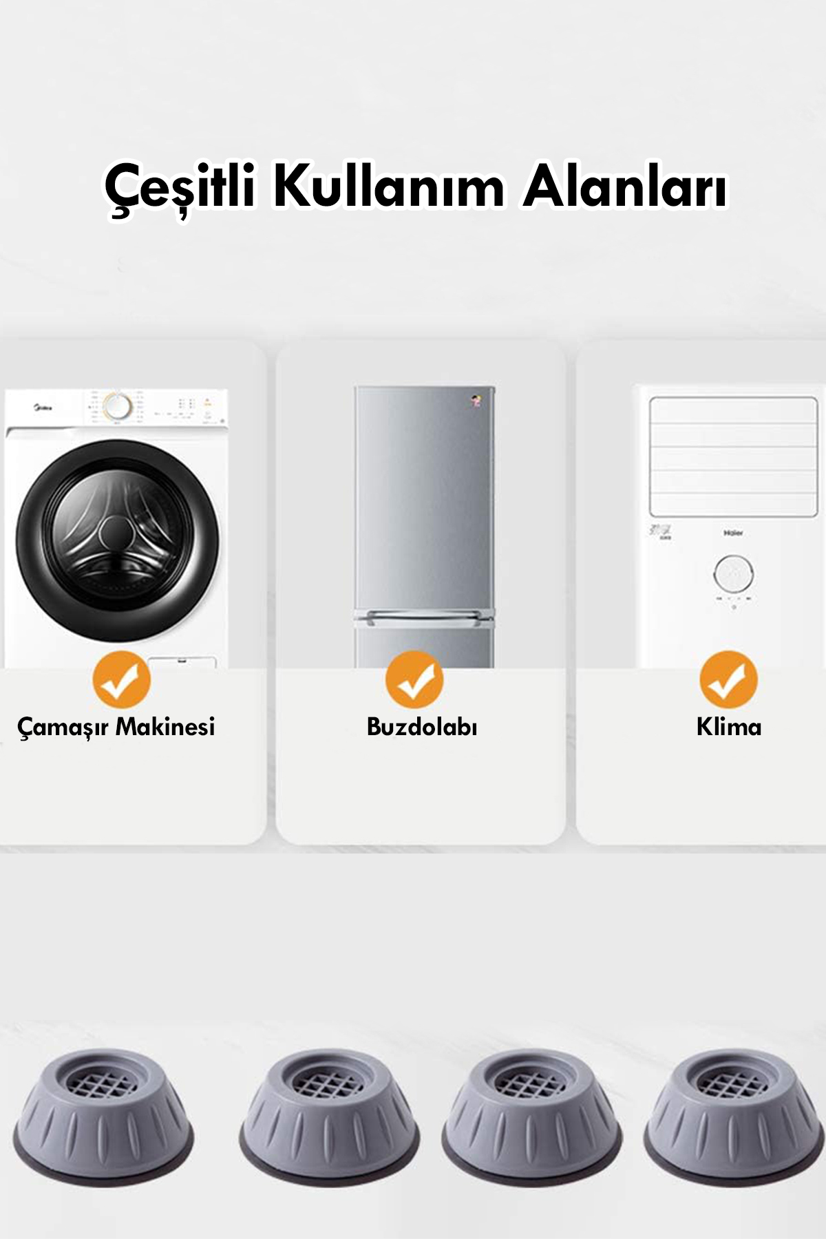 4lü Çamaşır Makinesi Altlığı Titreşim Sarsıntı Önleyici Kaydırmaz