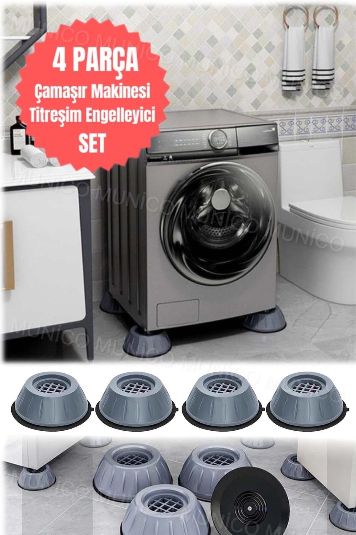 4'lü Çamaşır Makinesi Stoper Seti Gürültü ve Titreşim Önleyici Ça