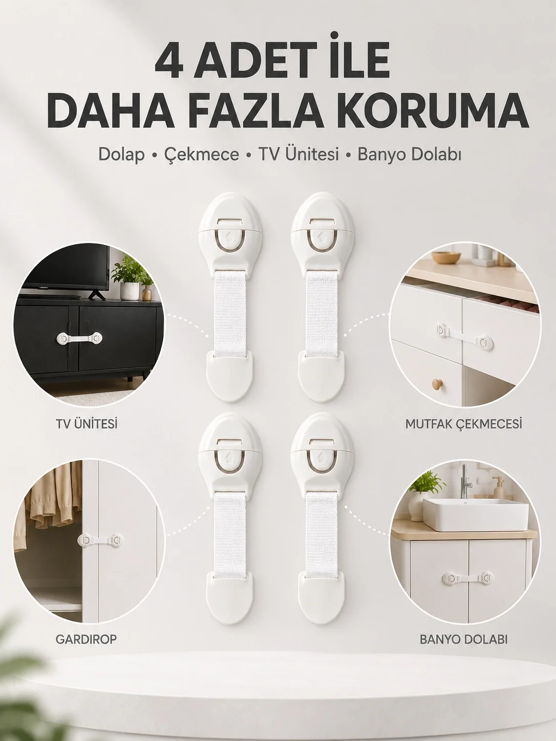 4'lü Çocuk Güvenlik Dolap ve Çekmece Kilidi Fiyatı, Yorumları ve Özellikleri