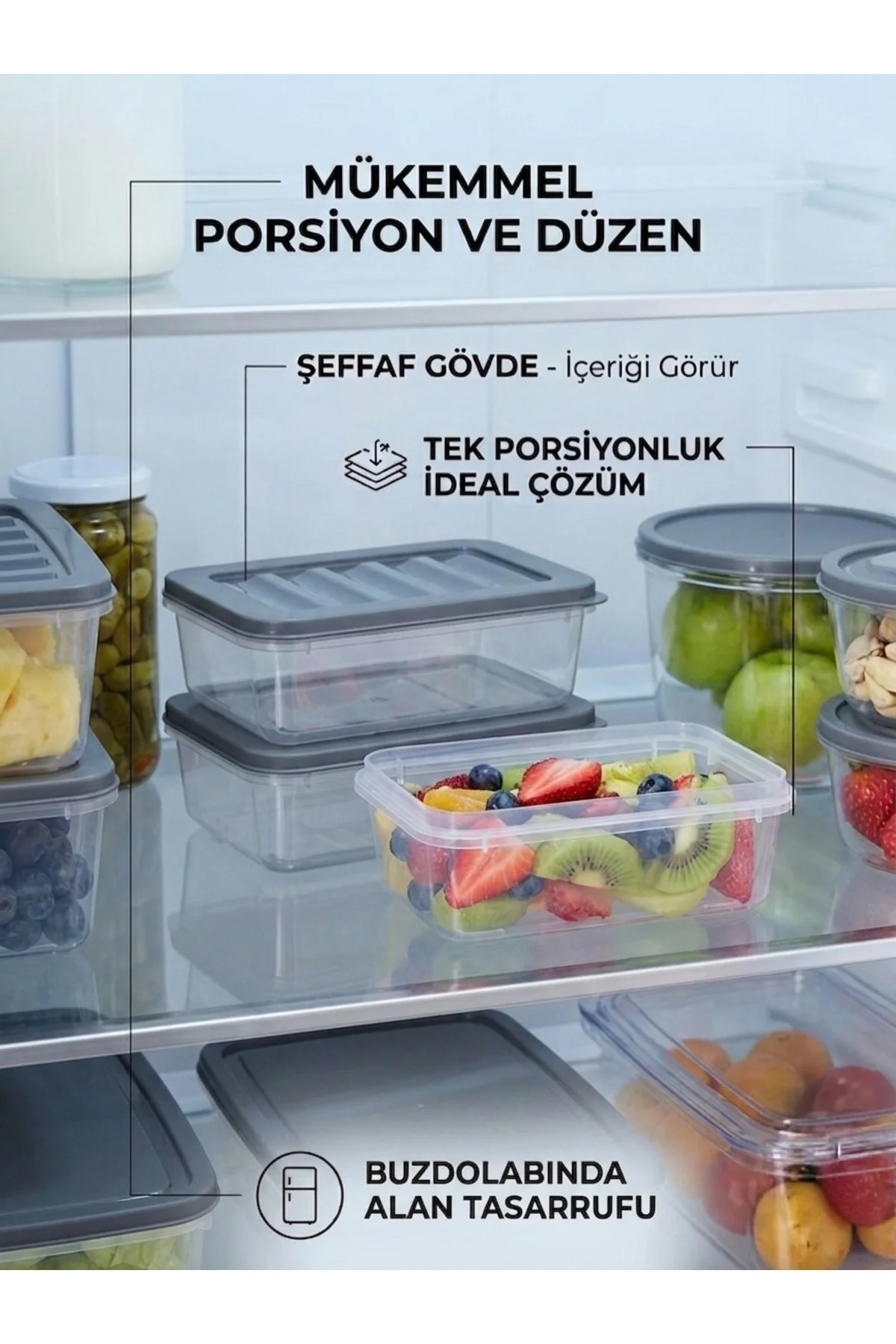 4'lü Dikdörtgen Saklama Kabı Seti - 400 ml Hava Sızdırmaz Erzak K