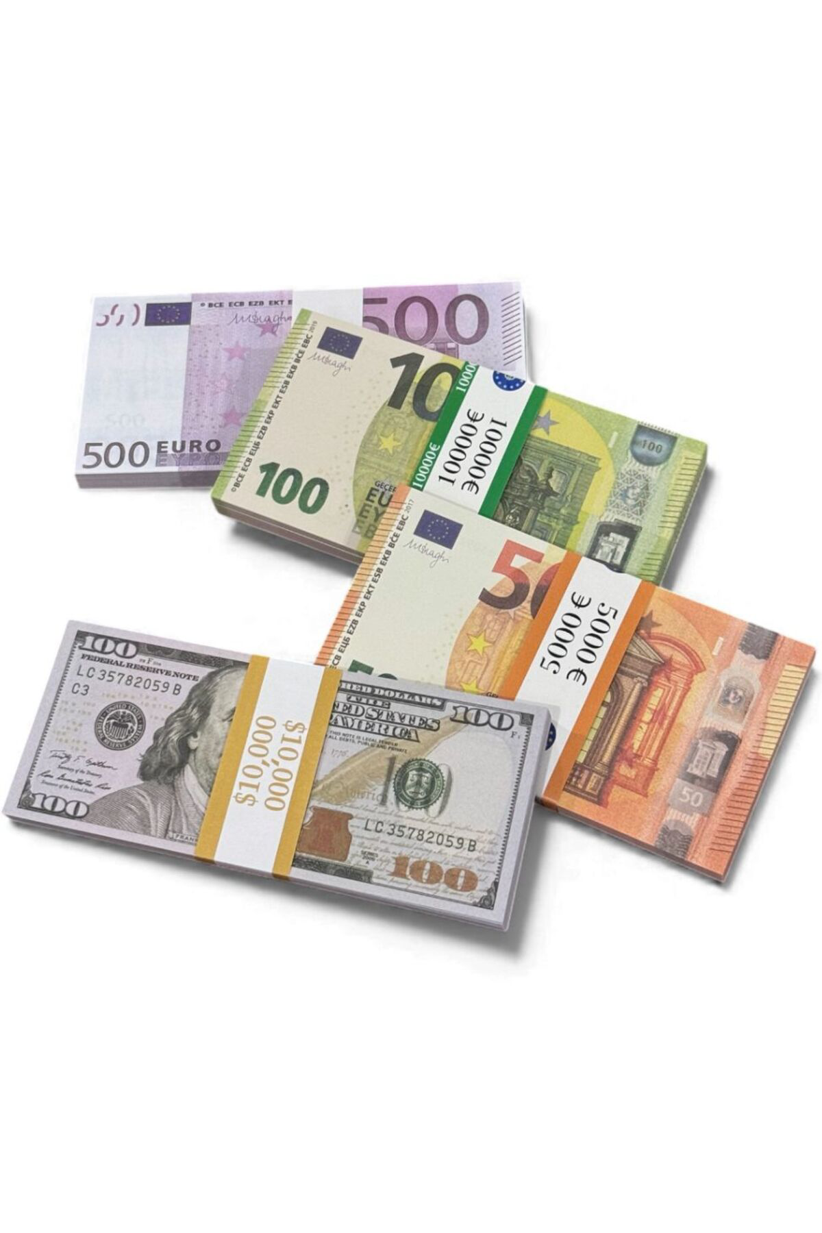 4’lü Düğün Atma ve Şaka Parası Seti – 100 $, 500 €, 100 € ve 50 €