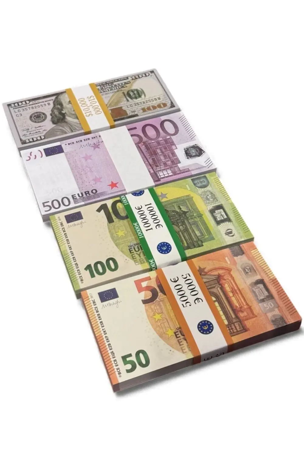 4’lü Düğün Atma ve Şaka Parası Seti – 100 $, 500 €, 100 € ve 50 €