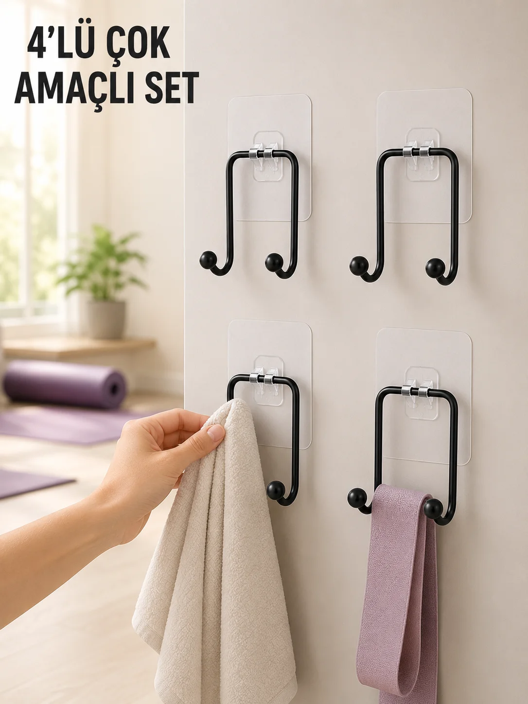 4'lü Duvar Tipi Yapışkanlı Askı Pratik Ev ve Banyo Askılık Seti Fiyatı, Yorumları ve Özellikleri