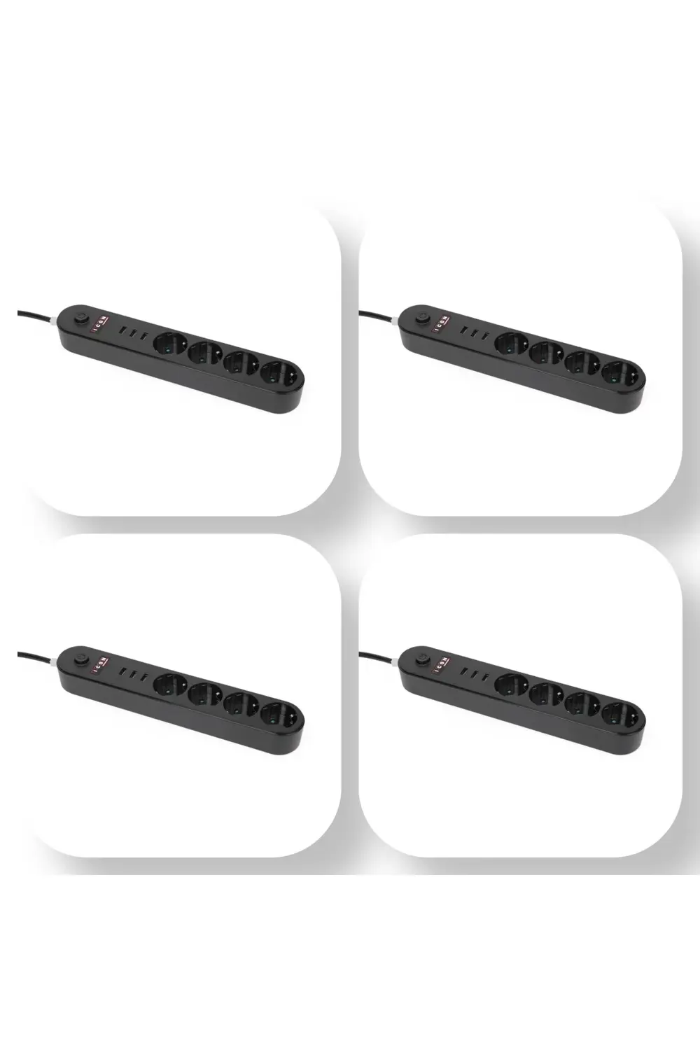 4’lü Ekonomik Paket Anahtarlı Akım Korumalı Led Işıklı Grup Priz