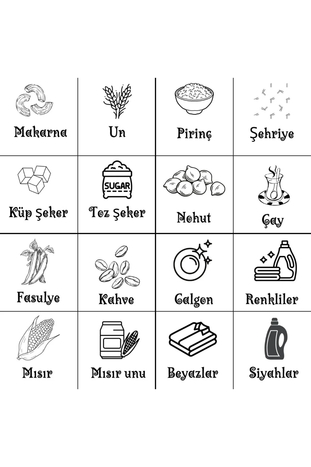 4'lü Erzak Saklama Kabı Seti - Calgonluk Bakliyet Saklama Kabı Etiket Ölçü Kaşığı Hediye