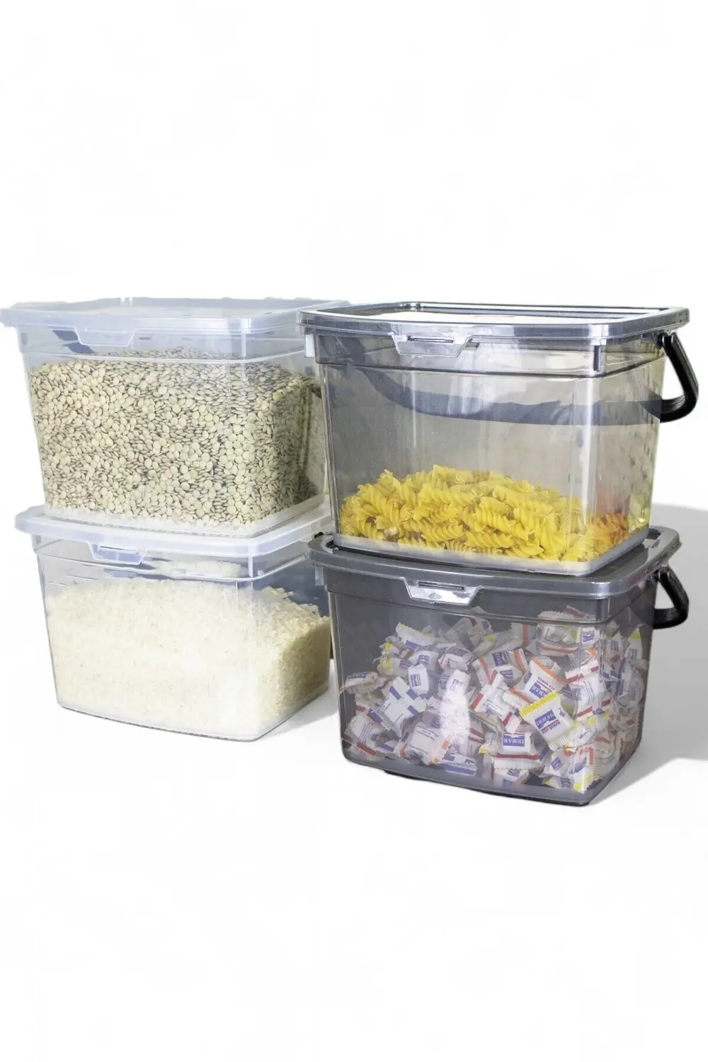 4'lü Erzak Saklama Kabı Seti - Calgonluk Bakliyet Saklama Kabı Et