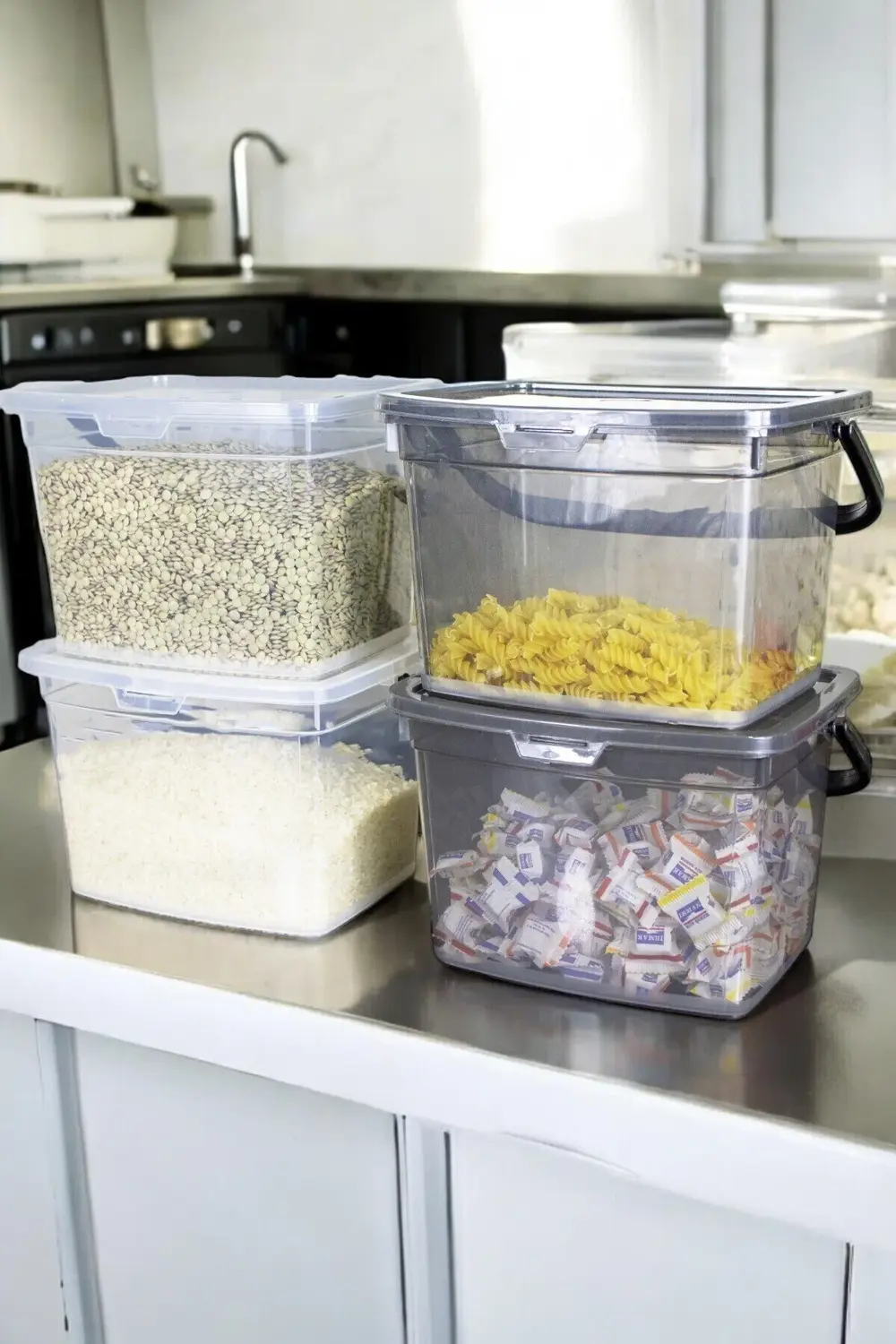 4'lü Erzak Saklama Kabı Seti - Calgonluk Bakliyet Saklama Kabı Et