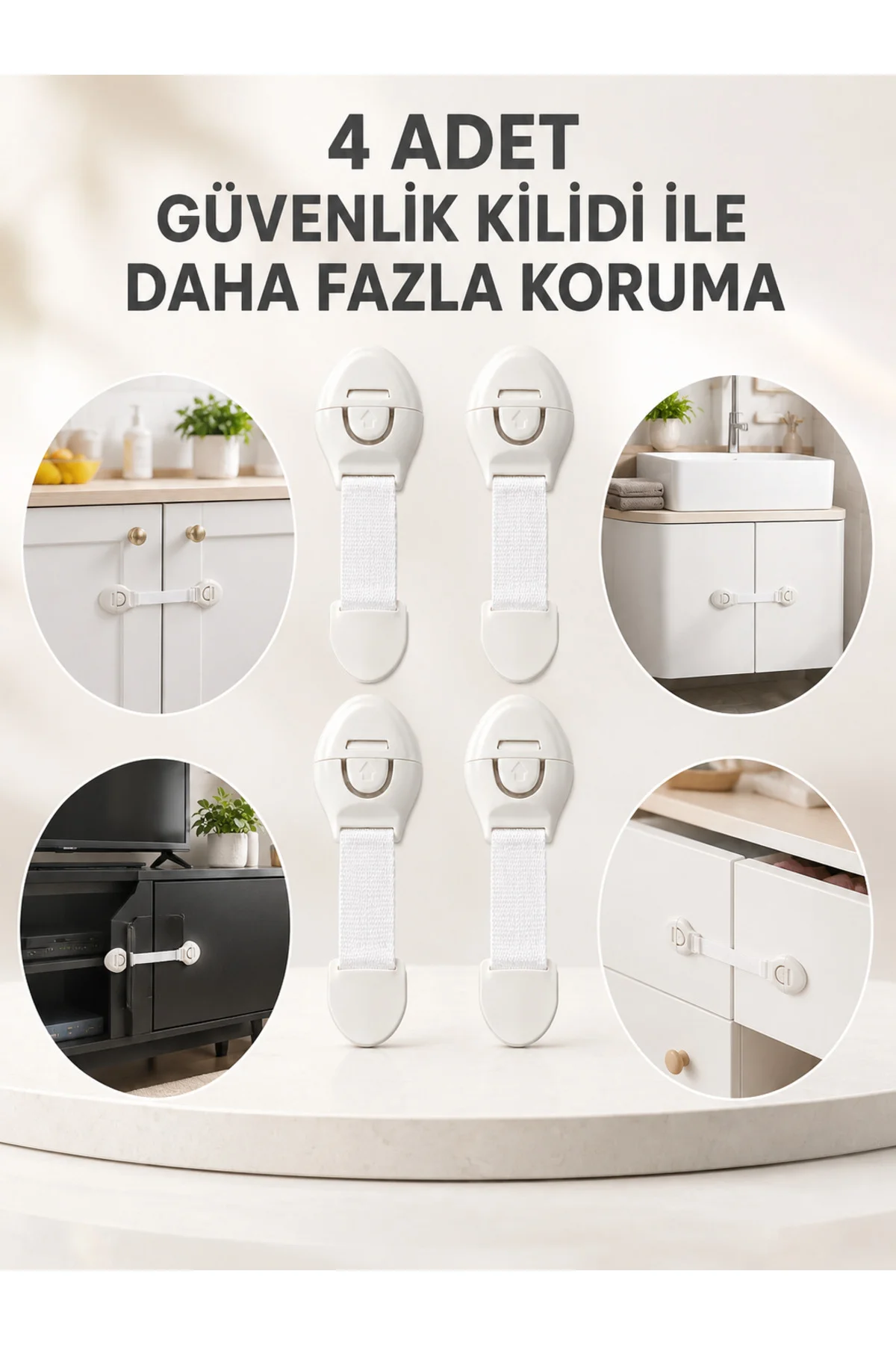 4'lü Esnek Kayışlı Çocuk Güvenlik Kilidi Pratik ve Güvenli Kullanım 4'lü Esnek Kayışlı Çocuk Güvenlik Kilidi Pratik ve Güvenli Kullanım