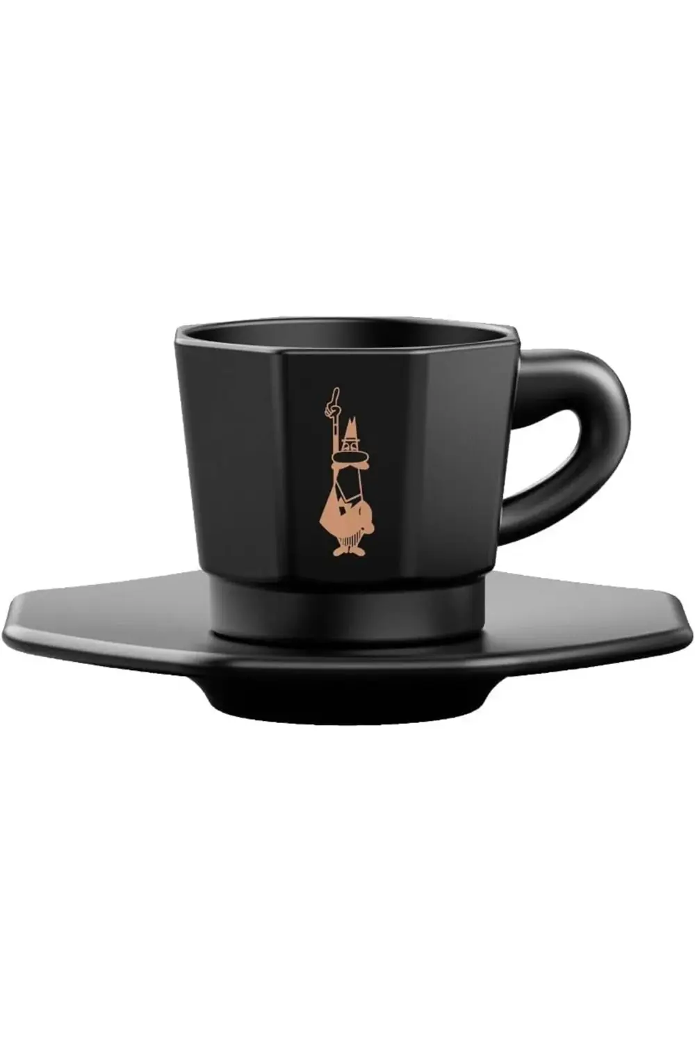 - 4'lü Espresso Fincan Seti - Sekizgen Tasarım - Siyah Renk - 118