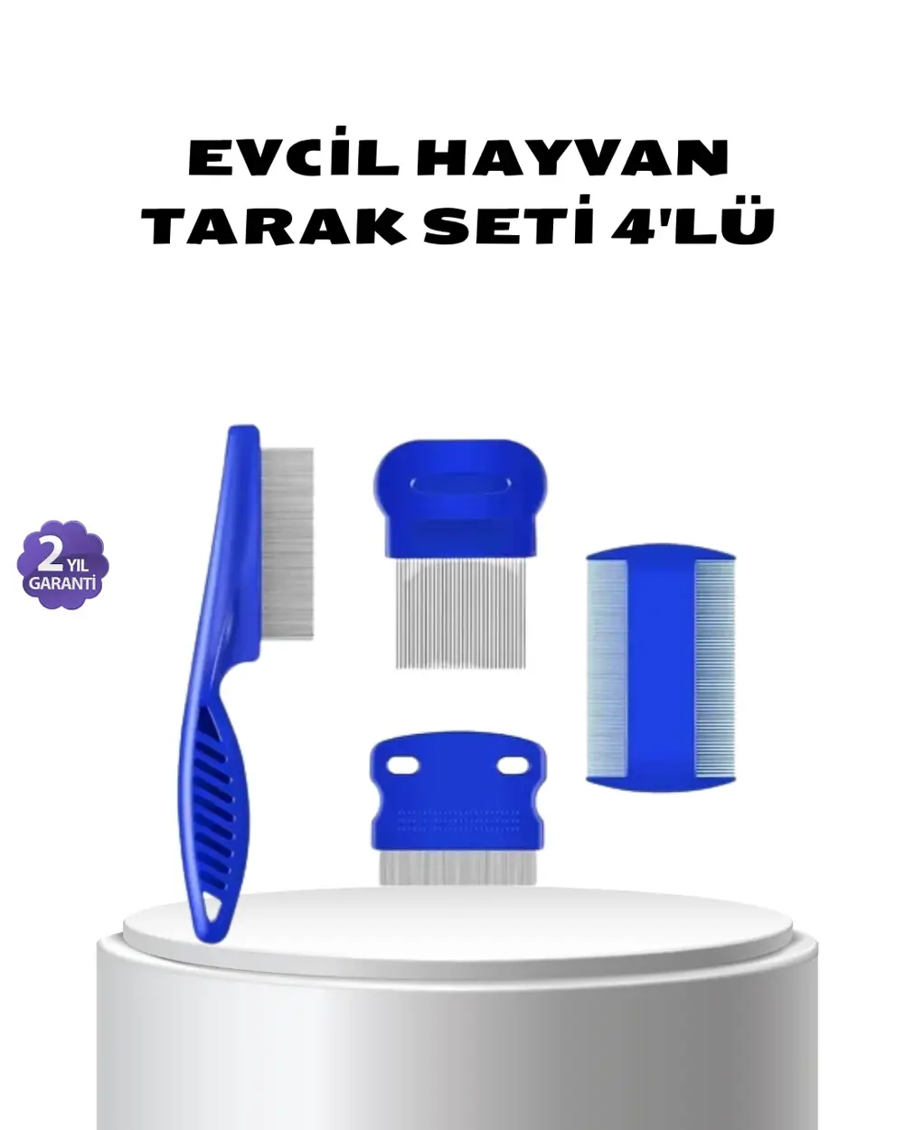 4’lü Evcil Hayvan Tüy Temizleme Seti – Paslanmaz Çelik,Plastik, P