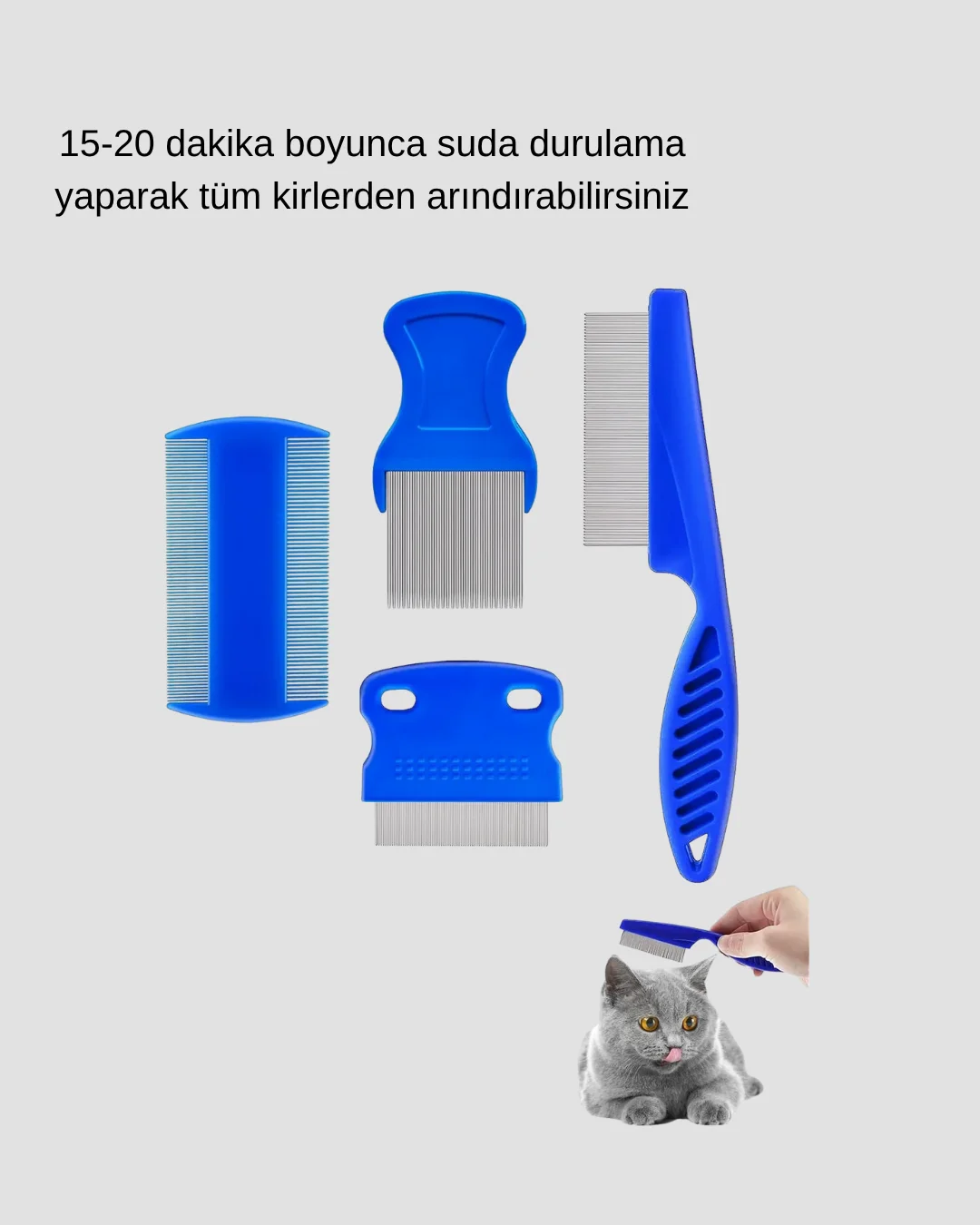 4’lü Evcil Hayvan Tüy Temizleme Seti – Paslanmaz Çelik,Plastik, P