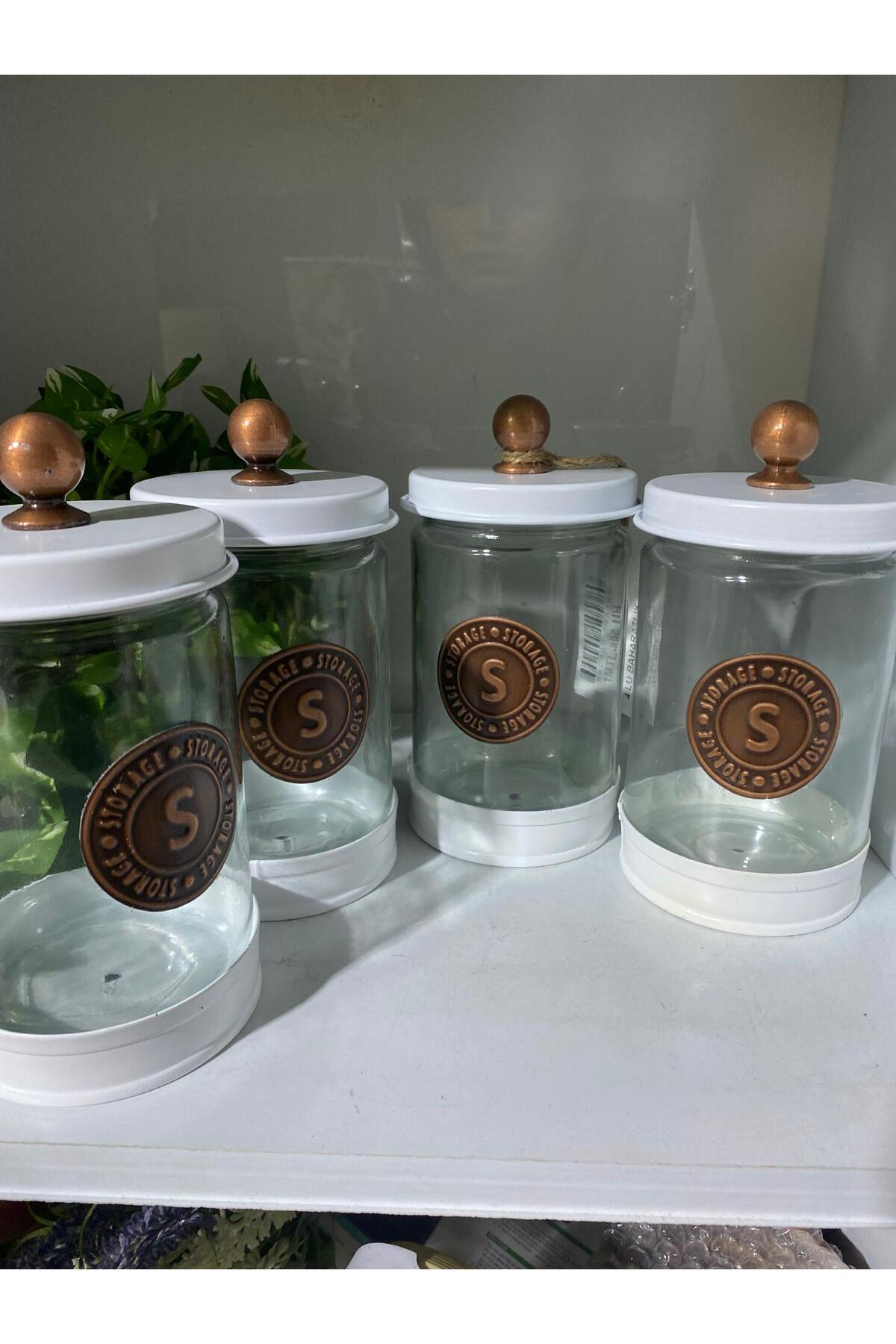 Elif Aksesuar 4Lü Galvaniz Cam Baharatlık Mat Beyaz