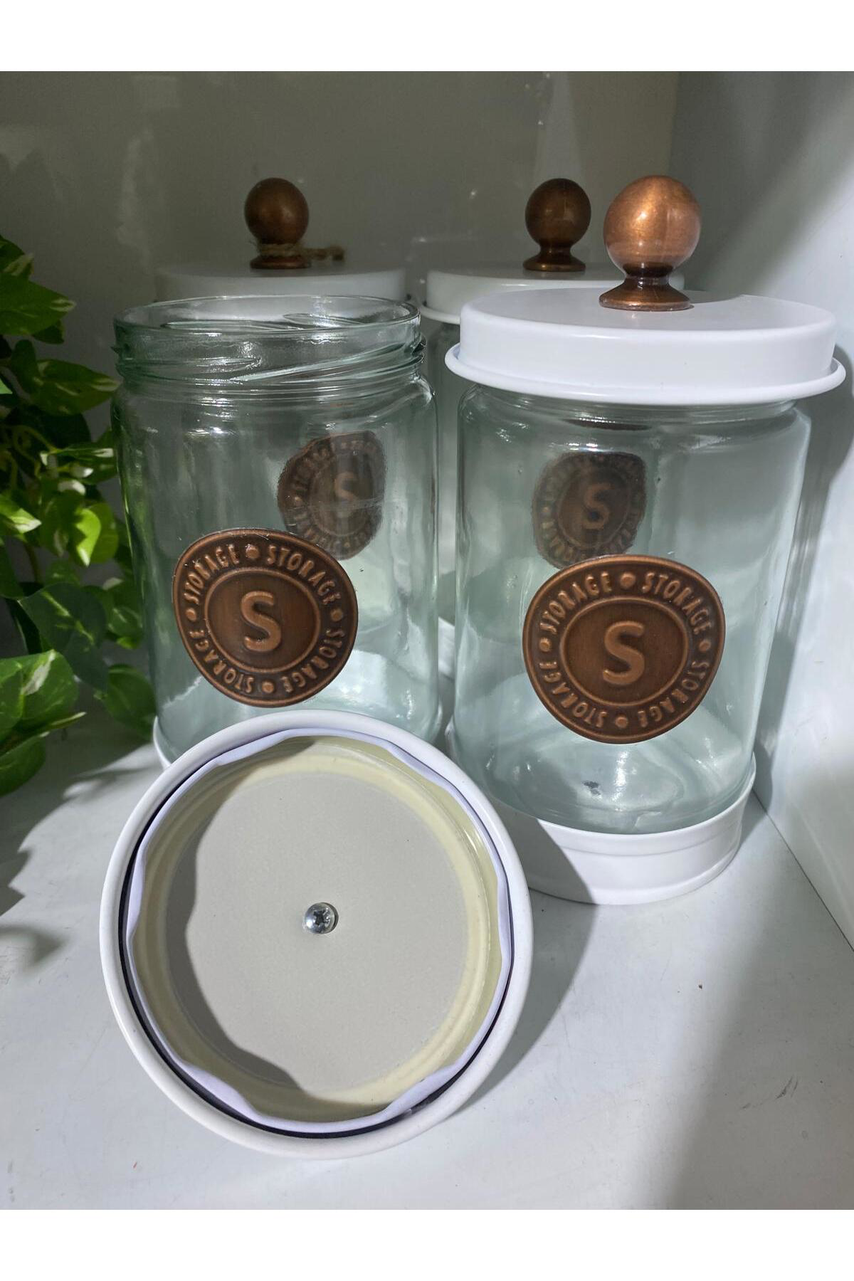 Elif Aksesuar 4Lü Galvaniz Cam Baharatlık Mat Beyaz