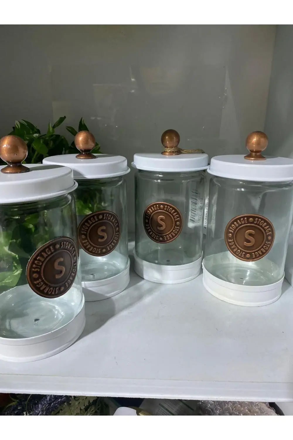 4lü Galvaniz Cam Baharatlık Mat Beyaz