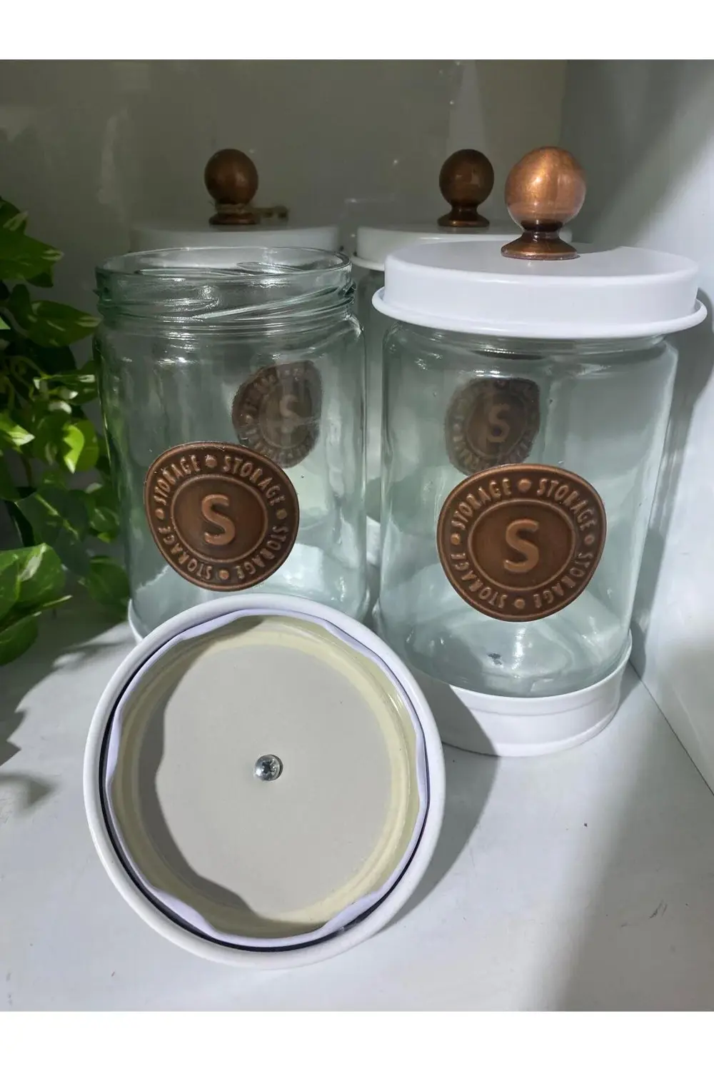 4lü Galvaniz Cam Baharatlık Mat Beyaz