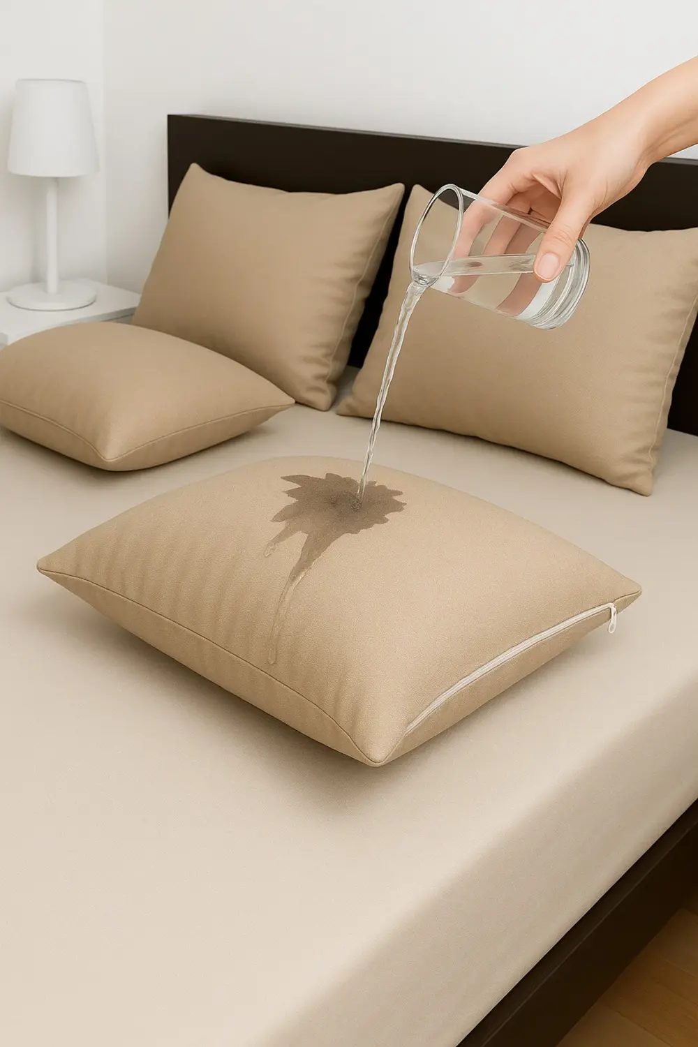 4'lü Gri Fermuarlı Sıvı Geçirmez Yastık Alezi Yastık Koruyucu