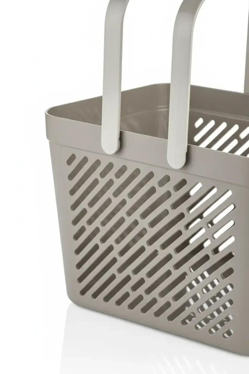 4'lü Gri Mutfak Düzenleyici Kulplu Sepet Banyo Çamaşır Organizer Seti