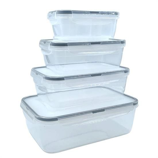 4lü İç İçe Sızdırmaz Contalı Kilitli Kapaklı Plastik Erzak Saklam