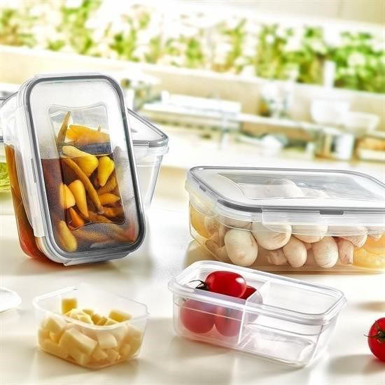 4lü İç İçe Sızdırmaz Contalı Kilitli Kapaklı Plastik Erzak Saklam