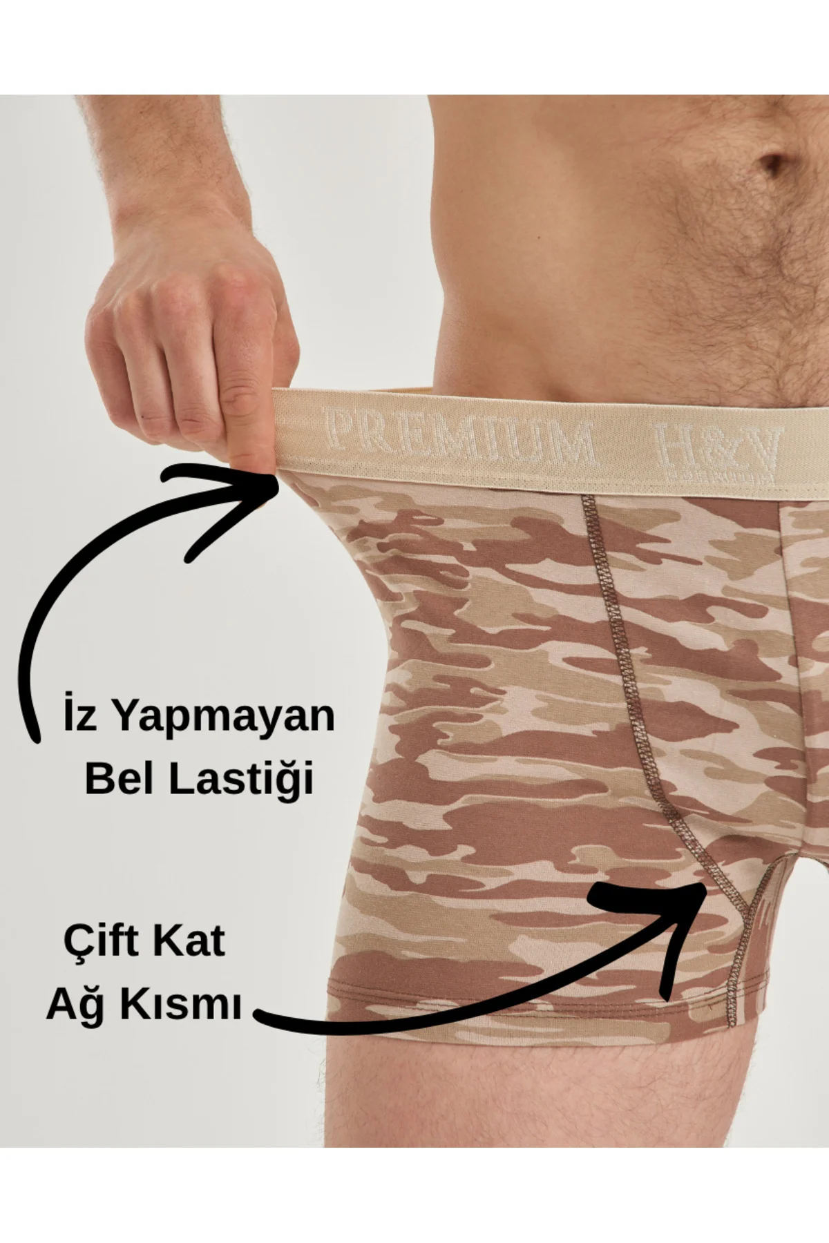 4'lü KAMUFLAJ DESENLİ BOXER-AVANTAJ PAKETİ-İZ YAPMAYAN BEL LASTİĞ