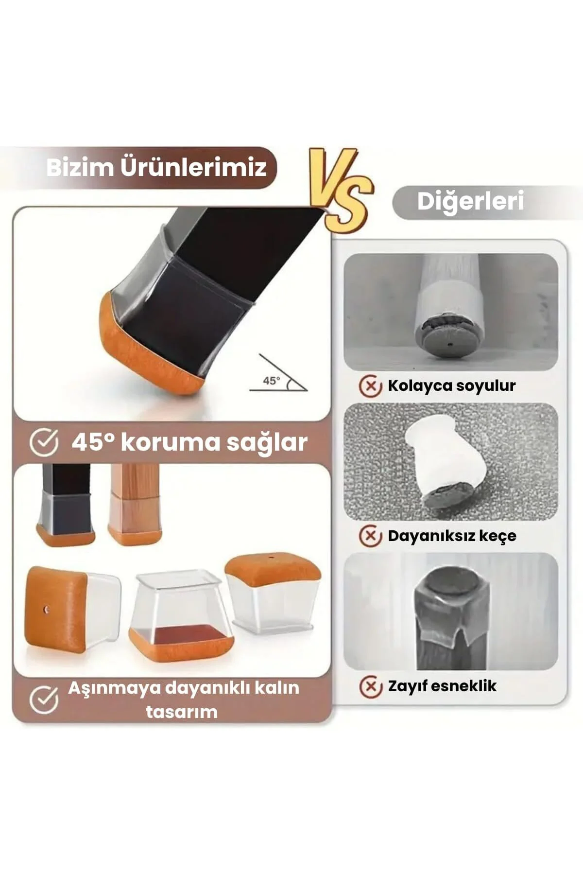 4’lü Keçeli Mobilya Ayağı Koruyucu Silikon – Kaydırmaz ve Çizilmez Sandalye & Masa Ayağı Koruyucu Fiyatı, Yorumları ve Özellikleri