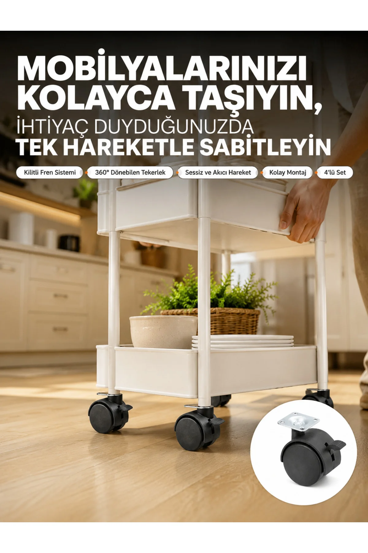 4’Lü Kilitli Tekerlek Ayak 4 Cm Sessiz Ve Dayanıklı 4’Lü Kilitli Tekerlek Ayak 4 Cm Sessiz Ve Dayanıklı