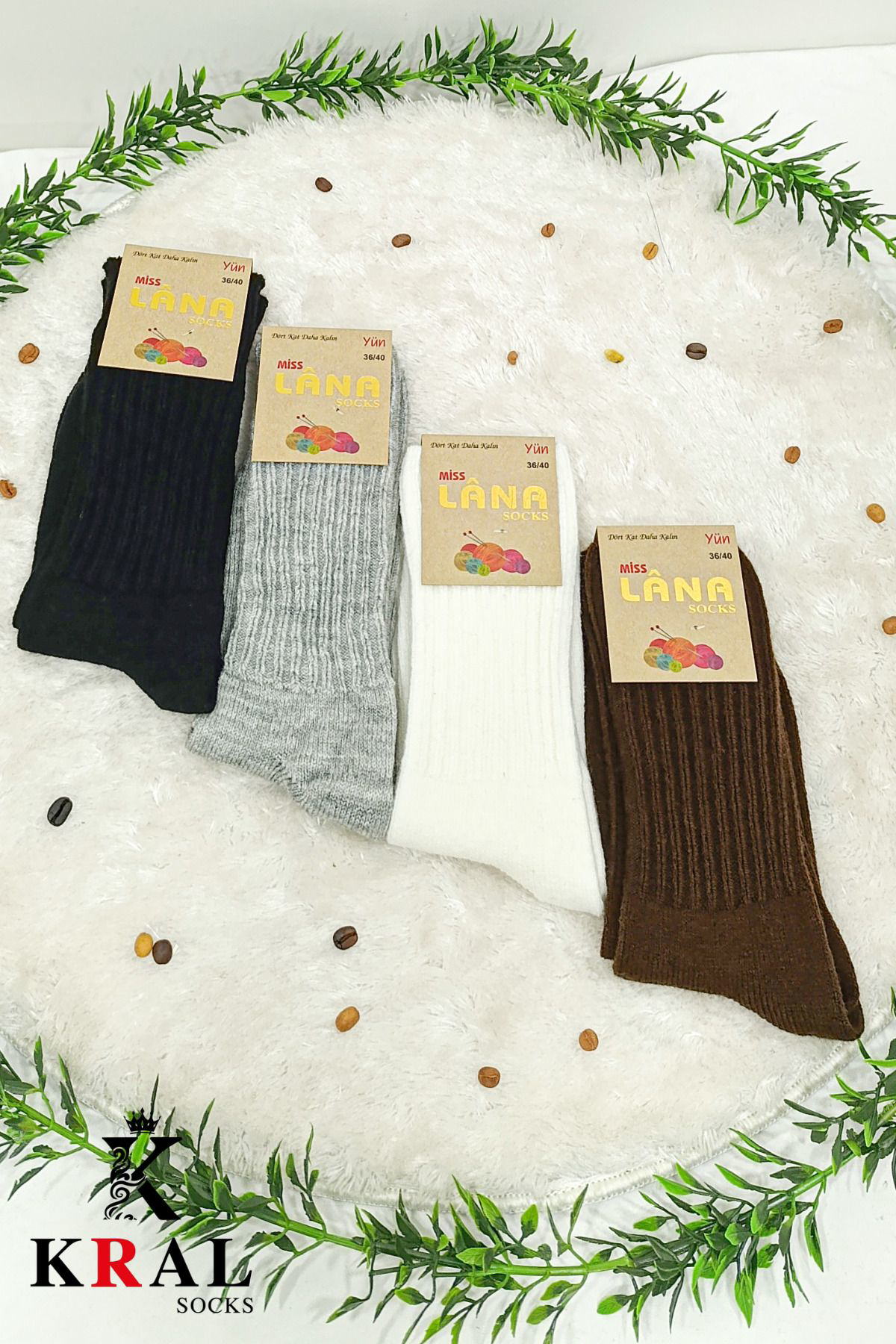 4'lü Kışlık Kadın Yün Çorap  Soft Termal (Sıkmayan Lastik) Uyku Ç
