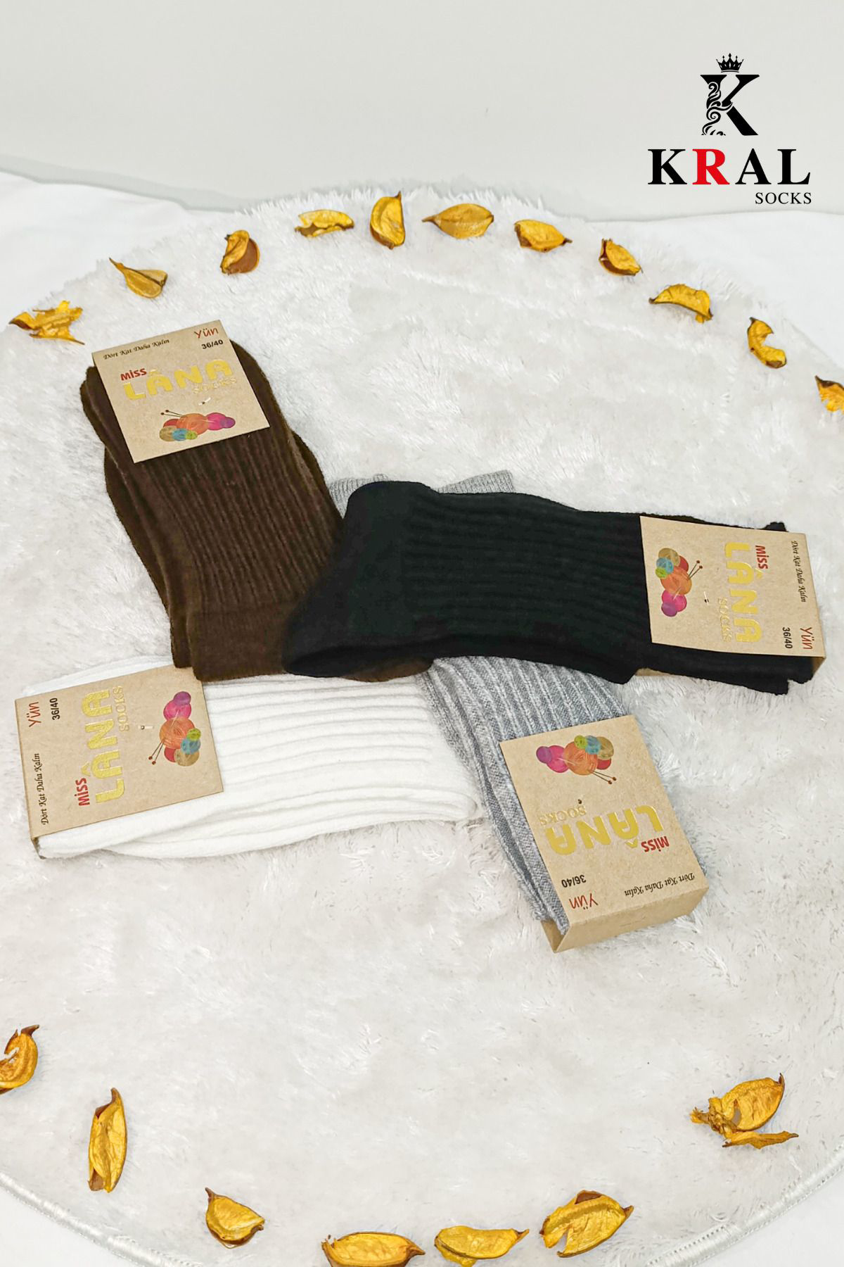 4'lü Kışlık Kadın Yün Çorap  Soft Termal (Sıkmayan Lastik) Uyku Ç