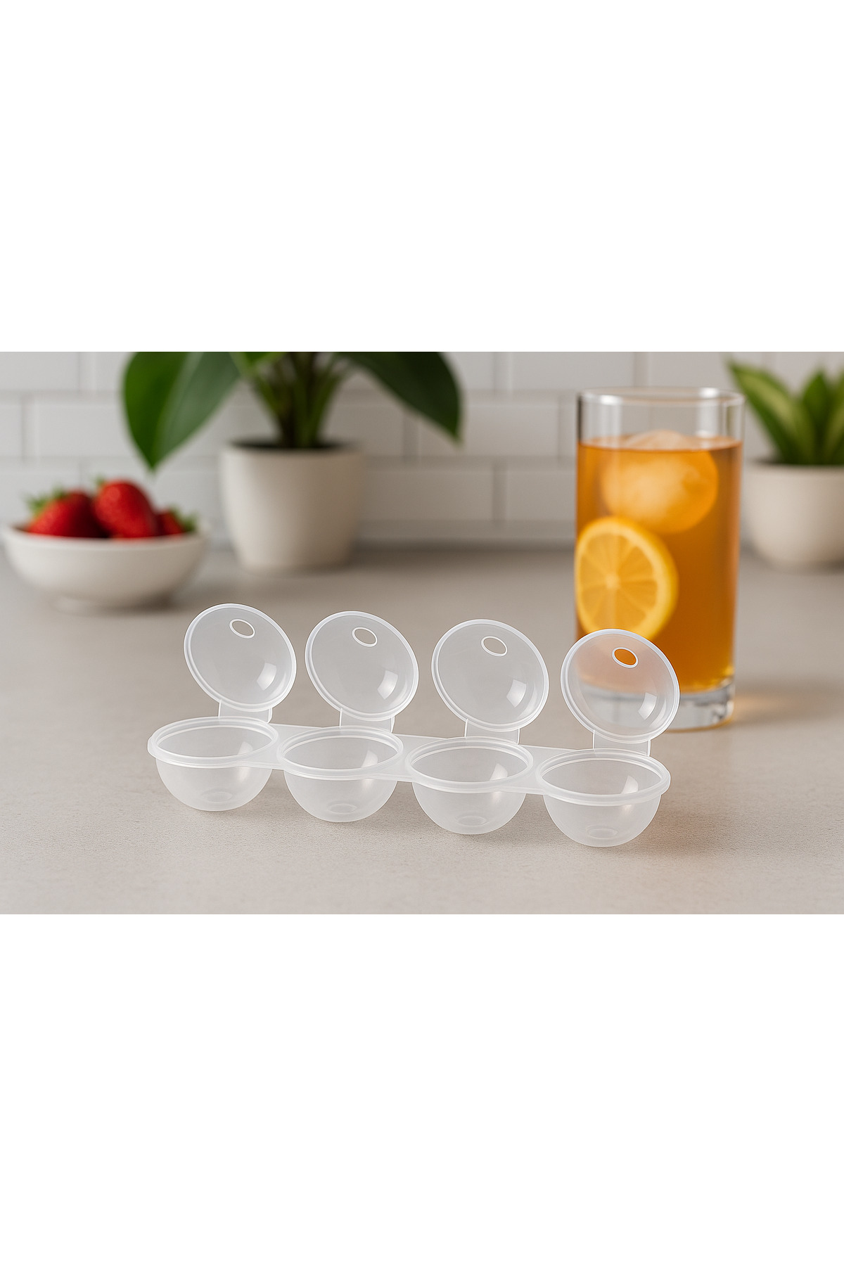 Pazar Kapısı 4'Lü Küre Buzluk Yuvarlak Buz Kalıbı