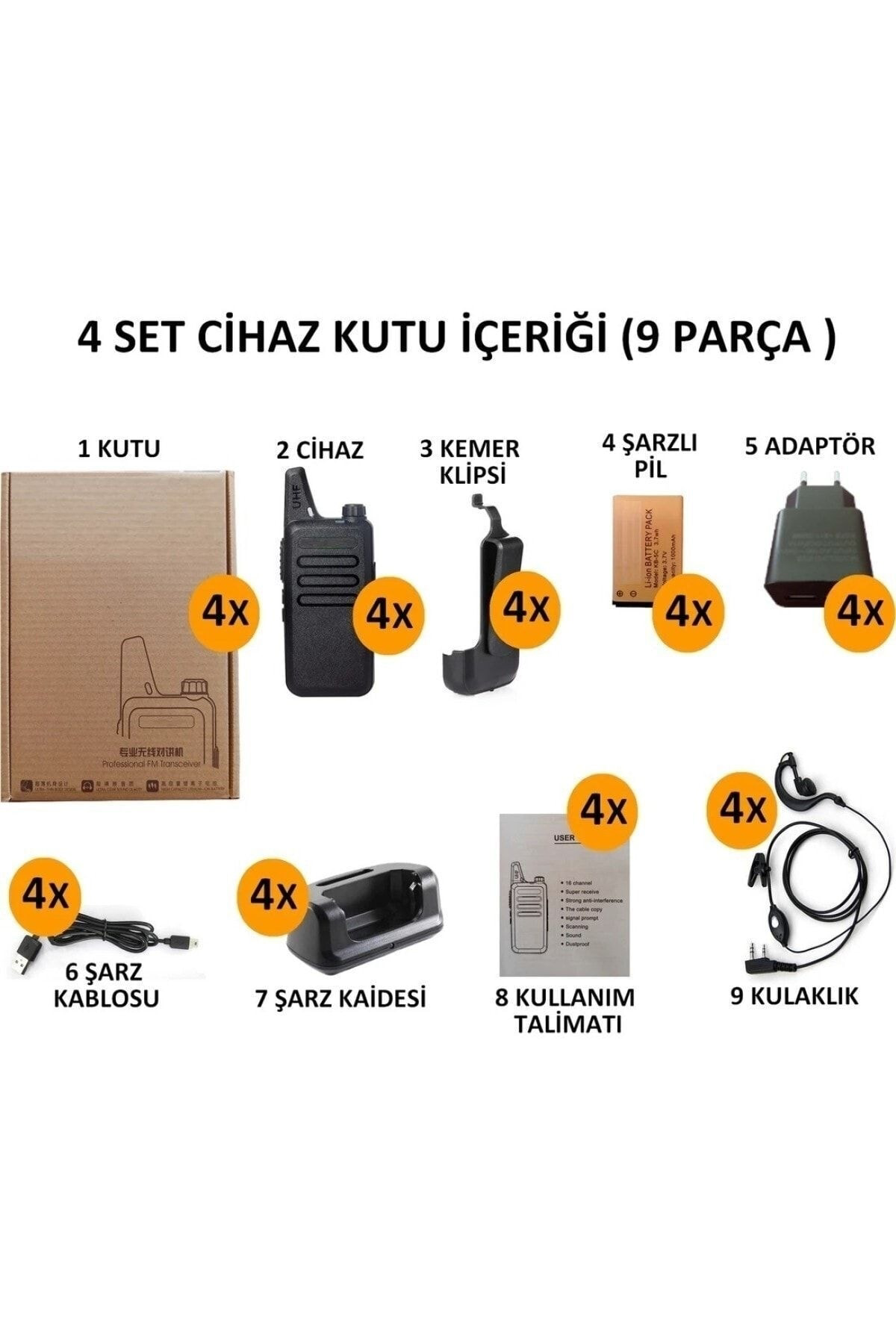 4'lü Lion Pmr 446 Türkçe Konuşan Dörtlü El Telsizi