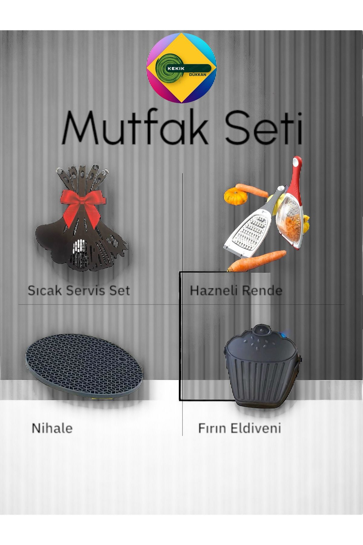 4Lü Mutfak Seti "Sıcak Sunum Seti+Çift Yönlü Hazneli Rende+Nihale