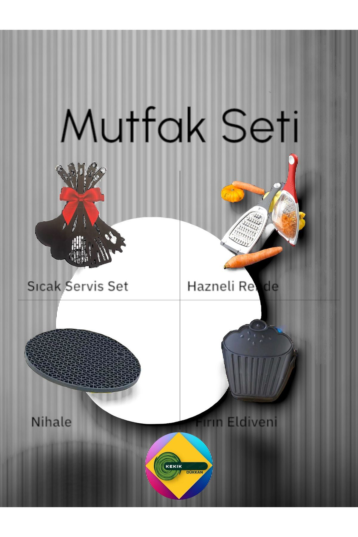 4Lü Mutfak Seti "Sıcak Sunum Seti+Çift Yönlü Hazneli Rende+Nihale