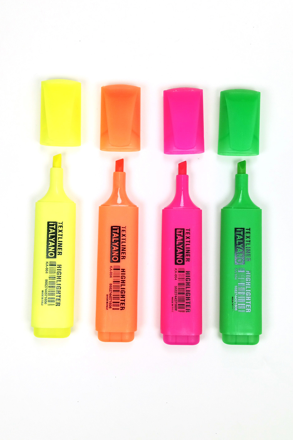 4'lü Neon Renk İtalyano Fosforlu Kalem Ergonomik Tasarım Kolay Ku