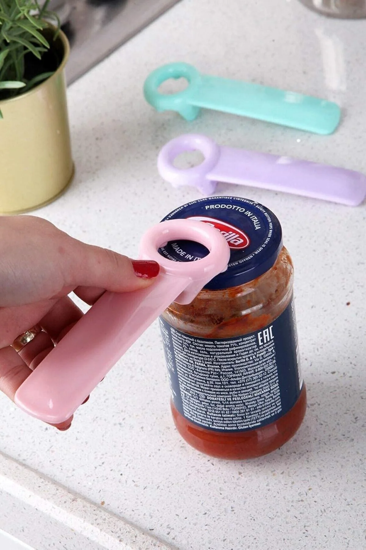 4lü Plastik Renkli Kavanoz Ve Şişe Kapağı Açacağı