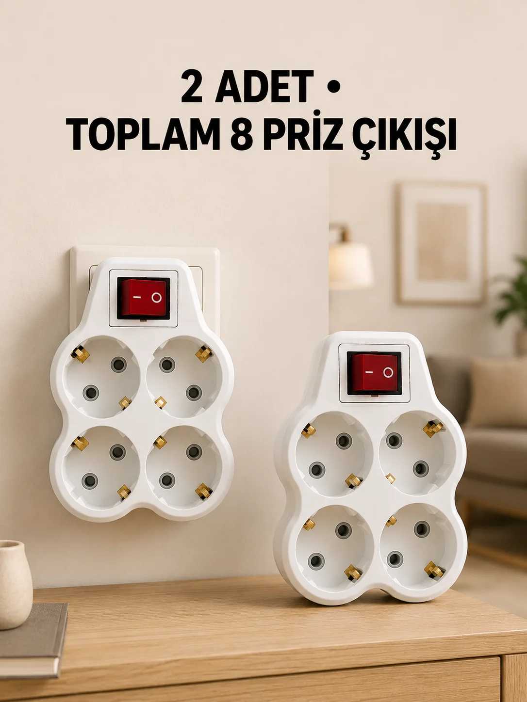 4’lü Priz Çoğaltıcı 2 Adet Set Kablosuz Duvar Tipi Anahtarlı Priz Çoklayıcı Fiyatı, Yorumları ve Özellikleri