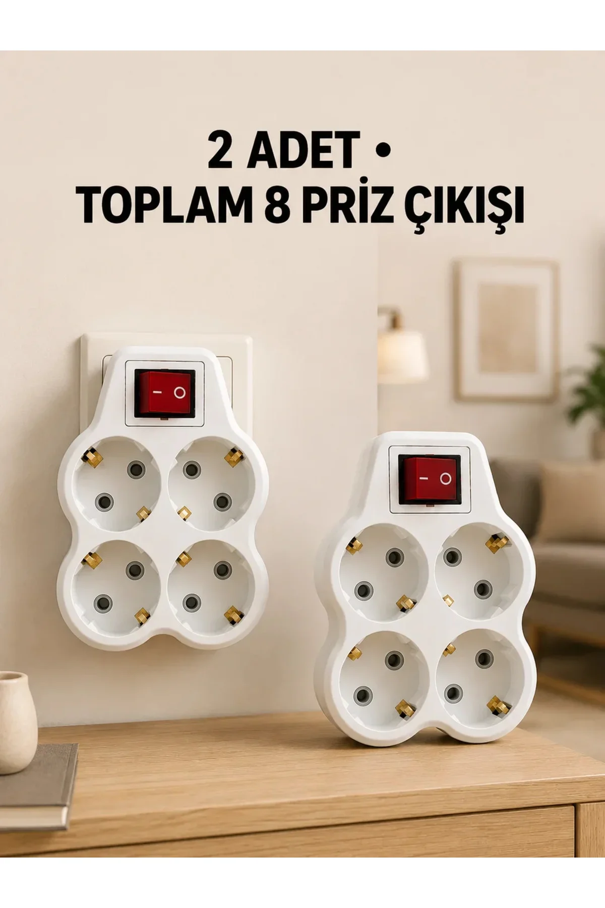 4’lü Priz Çoğaltıcı 2 Adet Set Kablosuz Duvar Tipi Anahtarlı Priz Çoklayıcı 4’lü Priz Çoğaltıcı 2 Adet Set Kablosuz Duvar Tipi Anahtarlı Priz Çoklayıcı