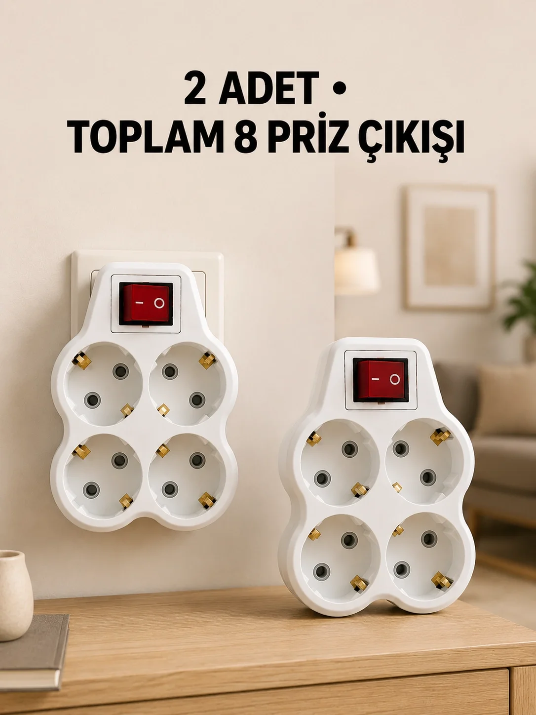 4’lü Priz Çoğaltıcı 2 Adet Set Kablosuz Duvar Tipi Anahtarlı Priz Çoklayıcı 4’lü Priz Çoğaltıcı 2 Adet Set Kablosuz Duvar Tipi Anahtarlı Priz Çoklayıcı