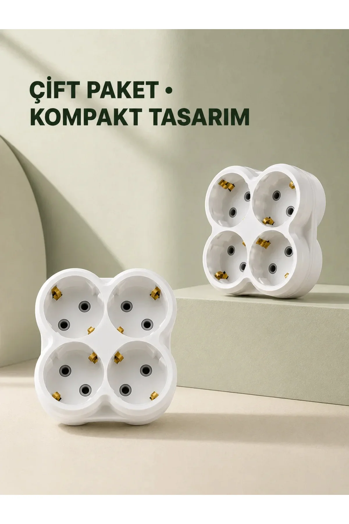 4’lü Priz Çoğaltıcı 2 Adet Set Kablosuz Duvar Tipi Priz Çoklayıcı Adaptör
