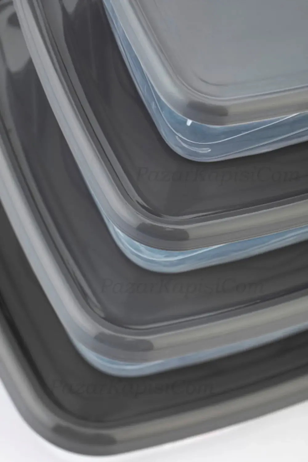 4'lü Şeffaf Kare Saklama Kabı Seti 0,50 - 0,90 - 1,50 - 2,50 Lt