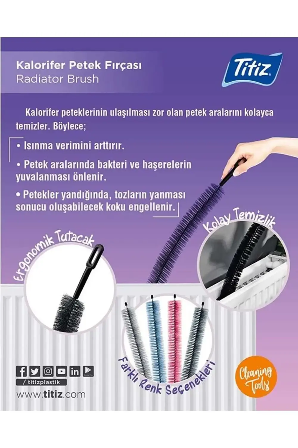 4'lü Set, 3 Adet Kalorifer Petek Suluğu ve 1 Adet Petek Temizleme