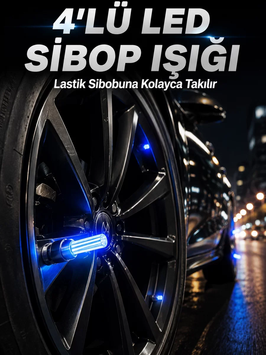 4'lü Sibop LED Işığı Otomatik Açılan Lastik Işığı Seti