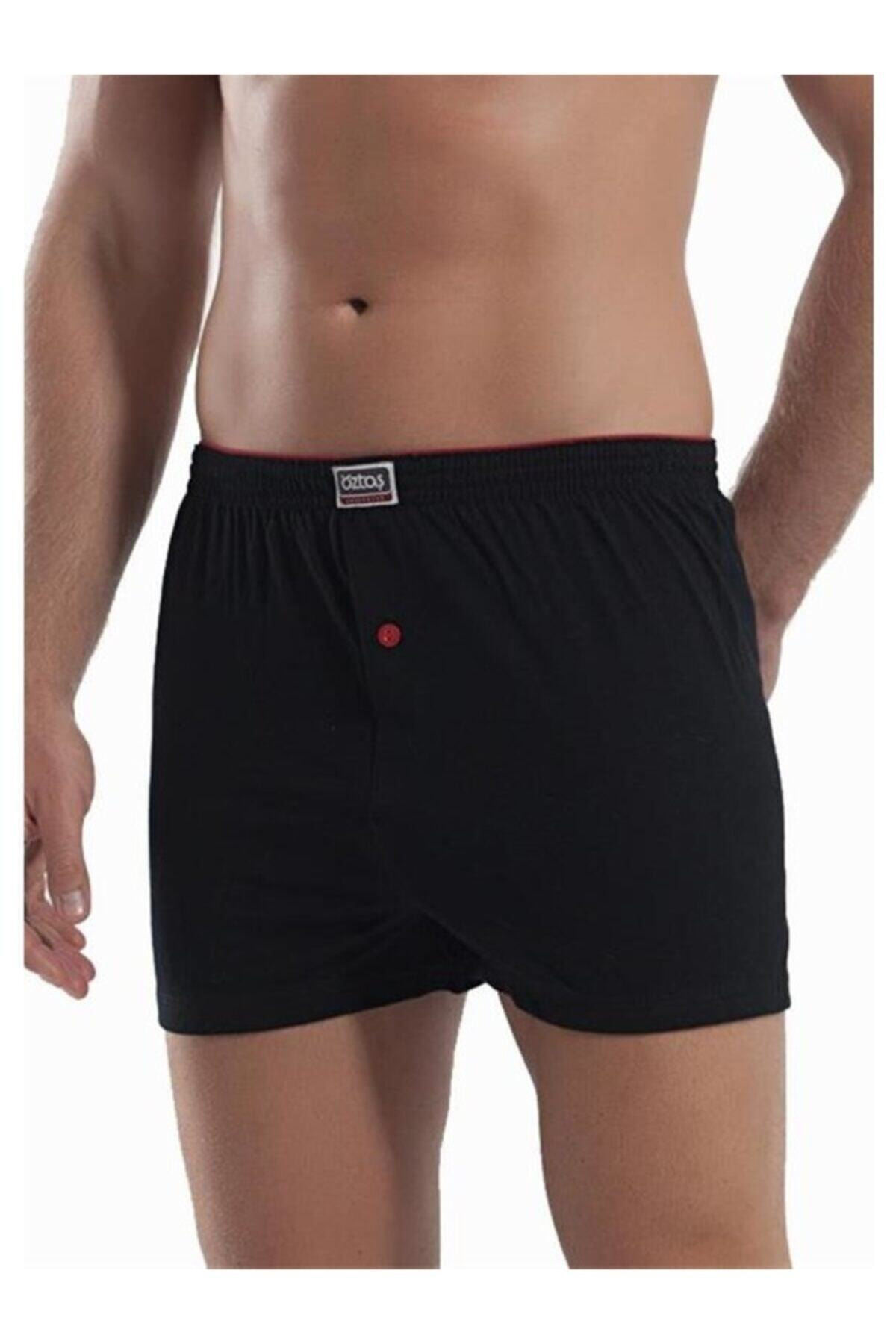 4'lü Siyah %100 Pamuklu Rahat Klasik Kesim Erkek Boxer Şort