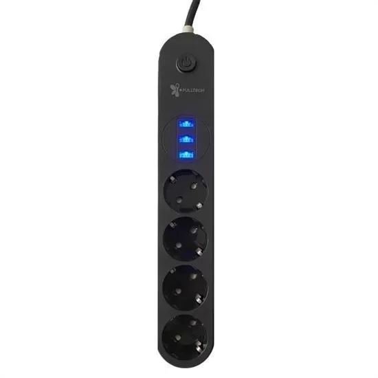 4lü Siyah Anahtarlı 3 Usb Li Akım Korumalı Topraklı Çocuk Korumal