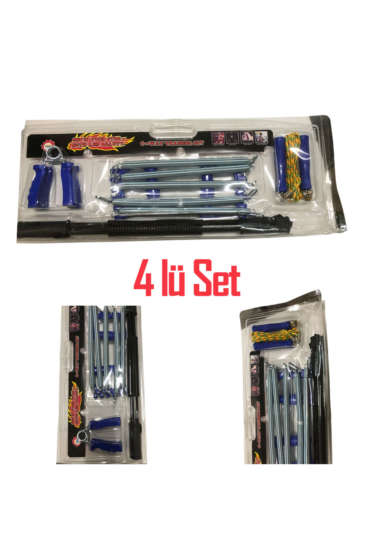 Oyuncak Store 4'Lü Spor Seti, Fitness Ve Vücut Geliştirme Aletleri, Mavi