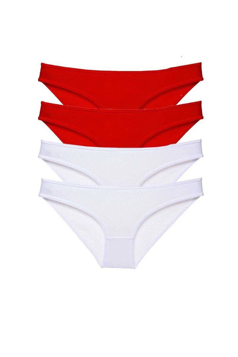 4'lü Süper Eko Set Likralı Kadın Slip Külot - Pamuklu Rahat Külot Kırmızı Beyaz Fiyatı, Yorumları ve Özellikleri